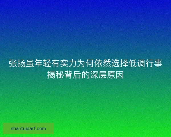 张扬虽年轻有实力为何依然选择低调行事揭秘背后的深层原因