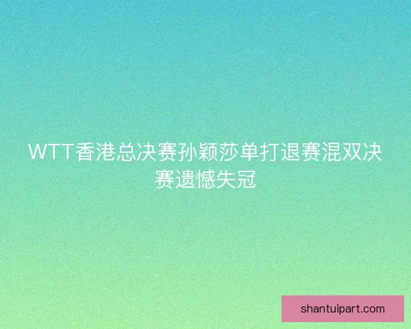 WTT香港总决赛孙颖莎单打退赛混双决赛遗憾失冠